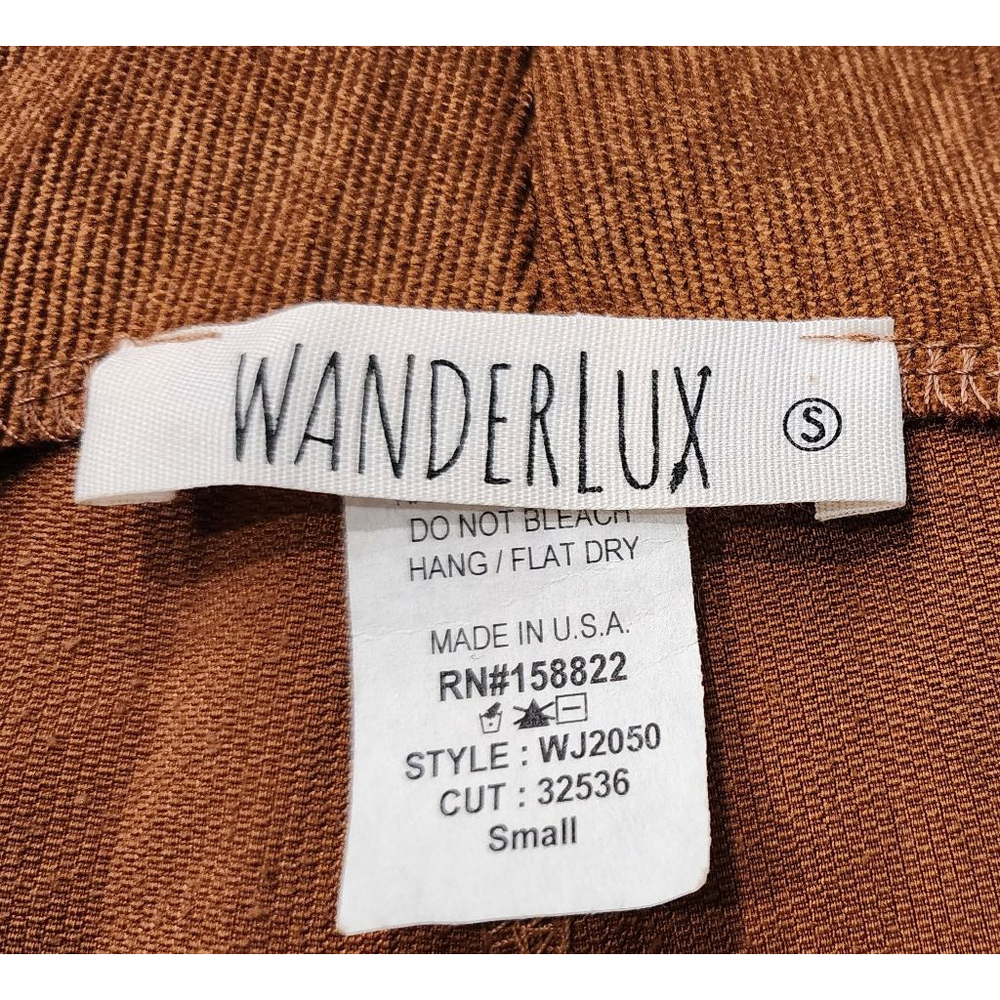 Wanderlux Brown Corduroy Overalls Women's S Adjustable Straps Bib jumpsuit NWT - Picture 7 of 12